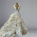 Elegant Pleat Evening Dresses V-Neck Sleeveless Ruched Layered Princess Gowns